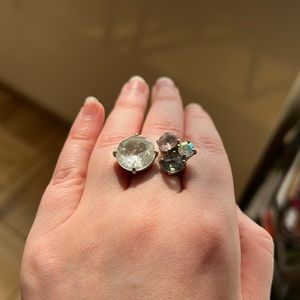 Glass rhinestone crystal statement ring, Sz 8